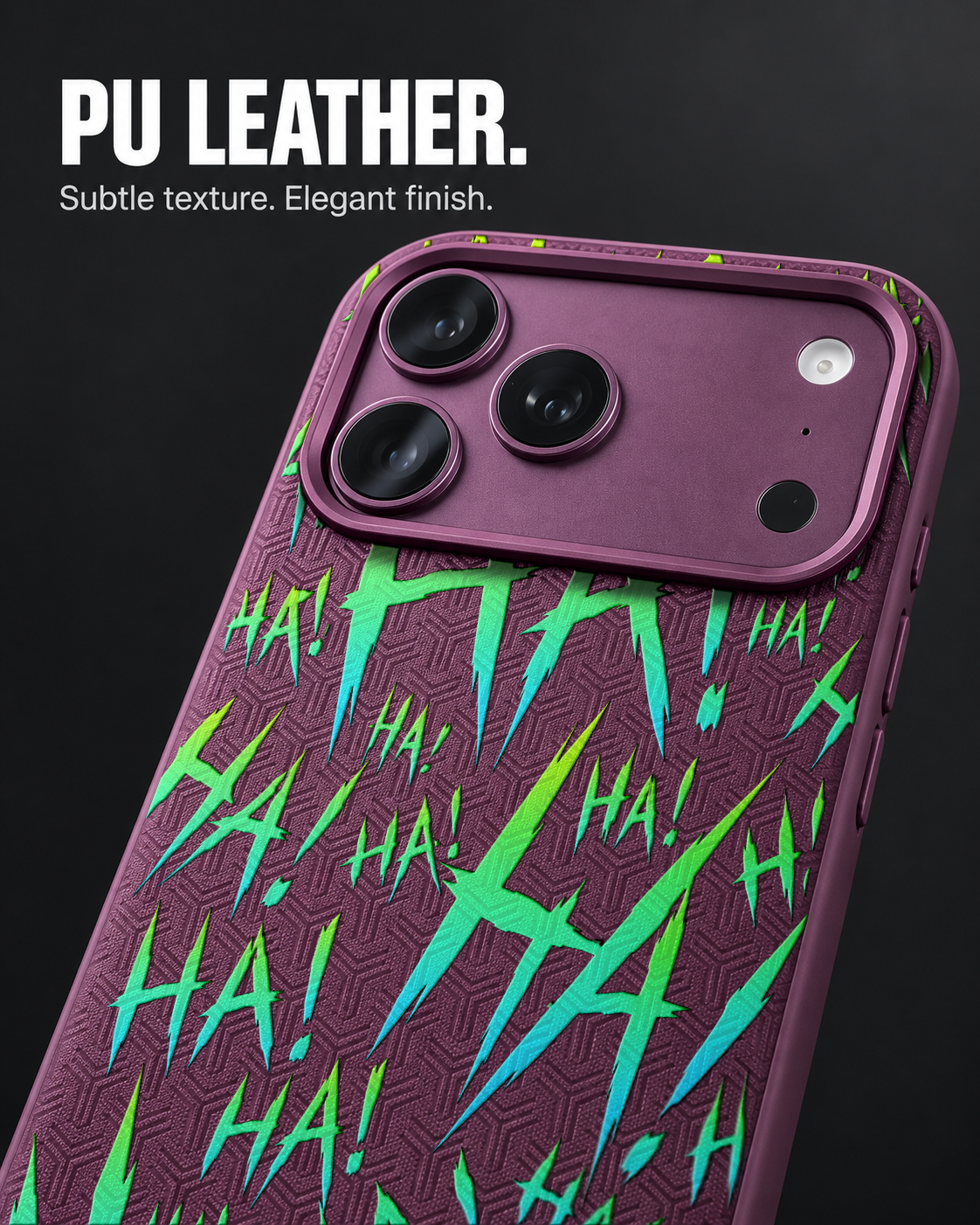 JOKESTER AIGUE-MARINE LeatherX case in Plum, representative iPhone Pro-style template, view 3