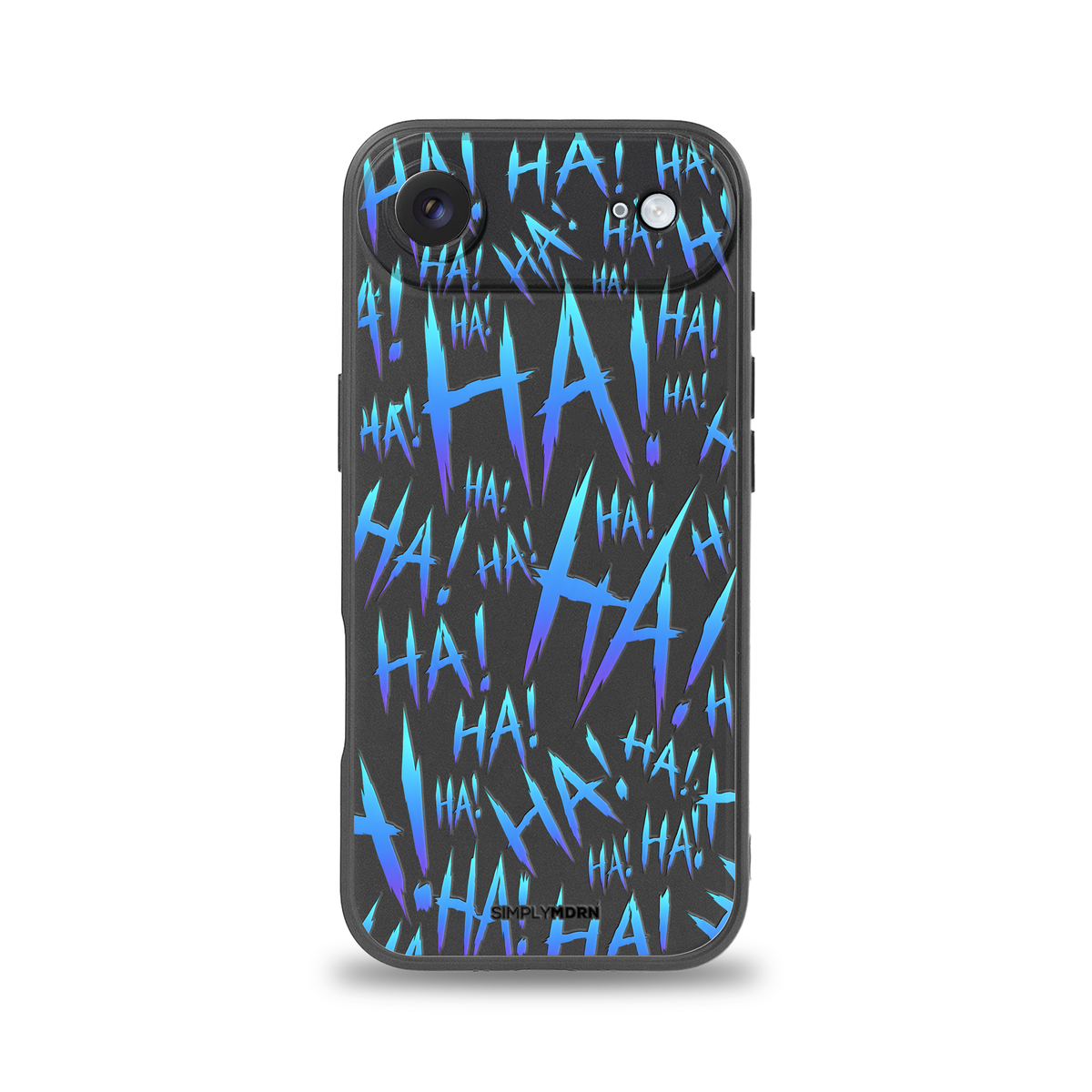 Jokester Lavanda: lavender scattered HA brush lettering on the black Slim case, view 1