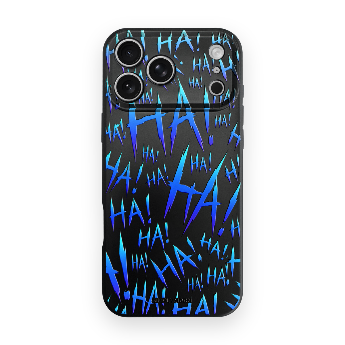 Jokester Lavanda: lavender scattered HA brush lettering on the black Slim case, view 1