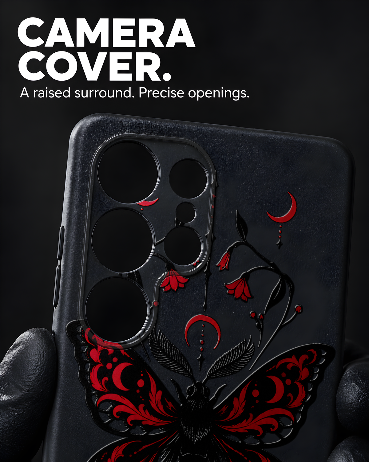 Dusk Moth artwork on a Black Slim case, Samsung S25 Ultra representative image, view 4