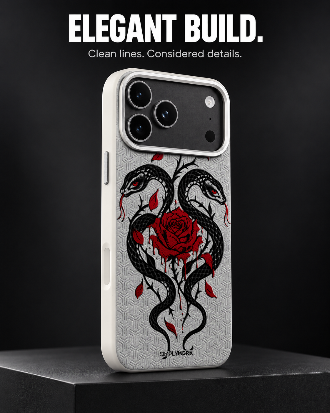 TWIN VENOM LeatherX case in Light Gray, representative iPhone Pro-style template, view 4