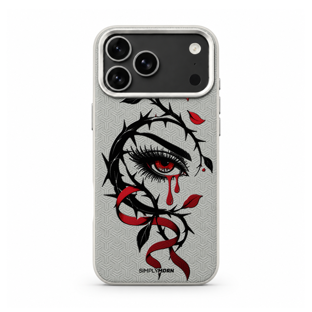 THORNWATCH LeatherX case in Light Gray, representative iPhone Pro-style template, view 1