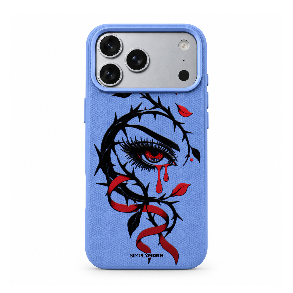 THORNWATCH LeatherX case in Periwinkle, representative iPhone Pro-style template, view 1
