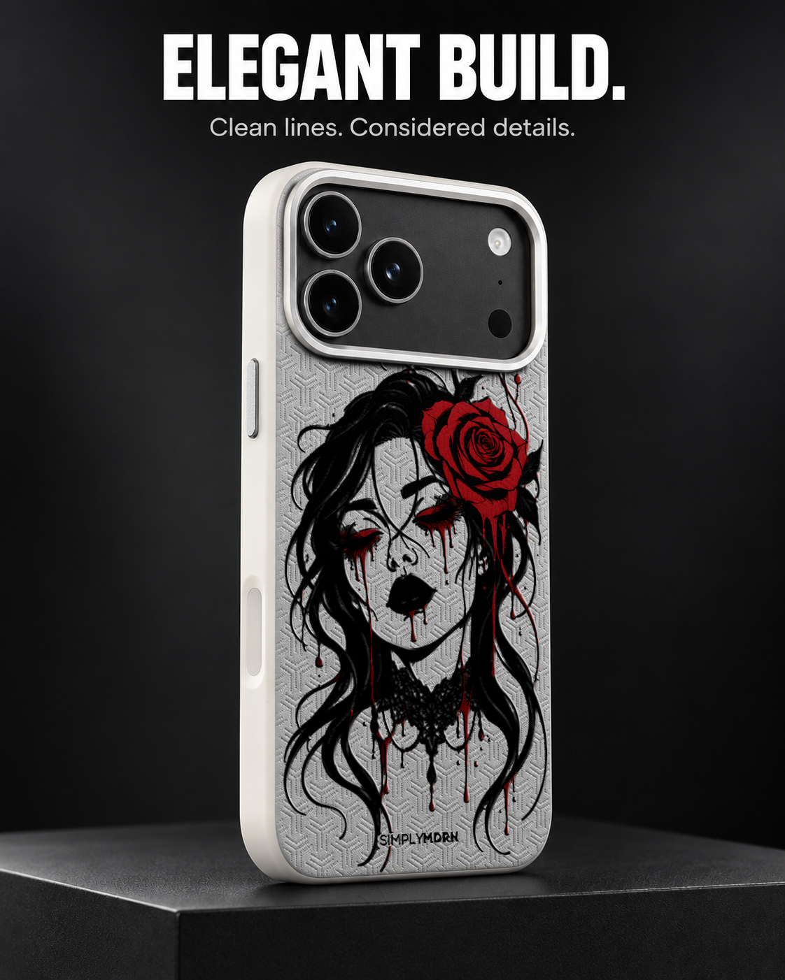 VELVET MOURNING LeatherX case in Light Gray, representative iPhone Pro-style template, view 4