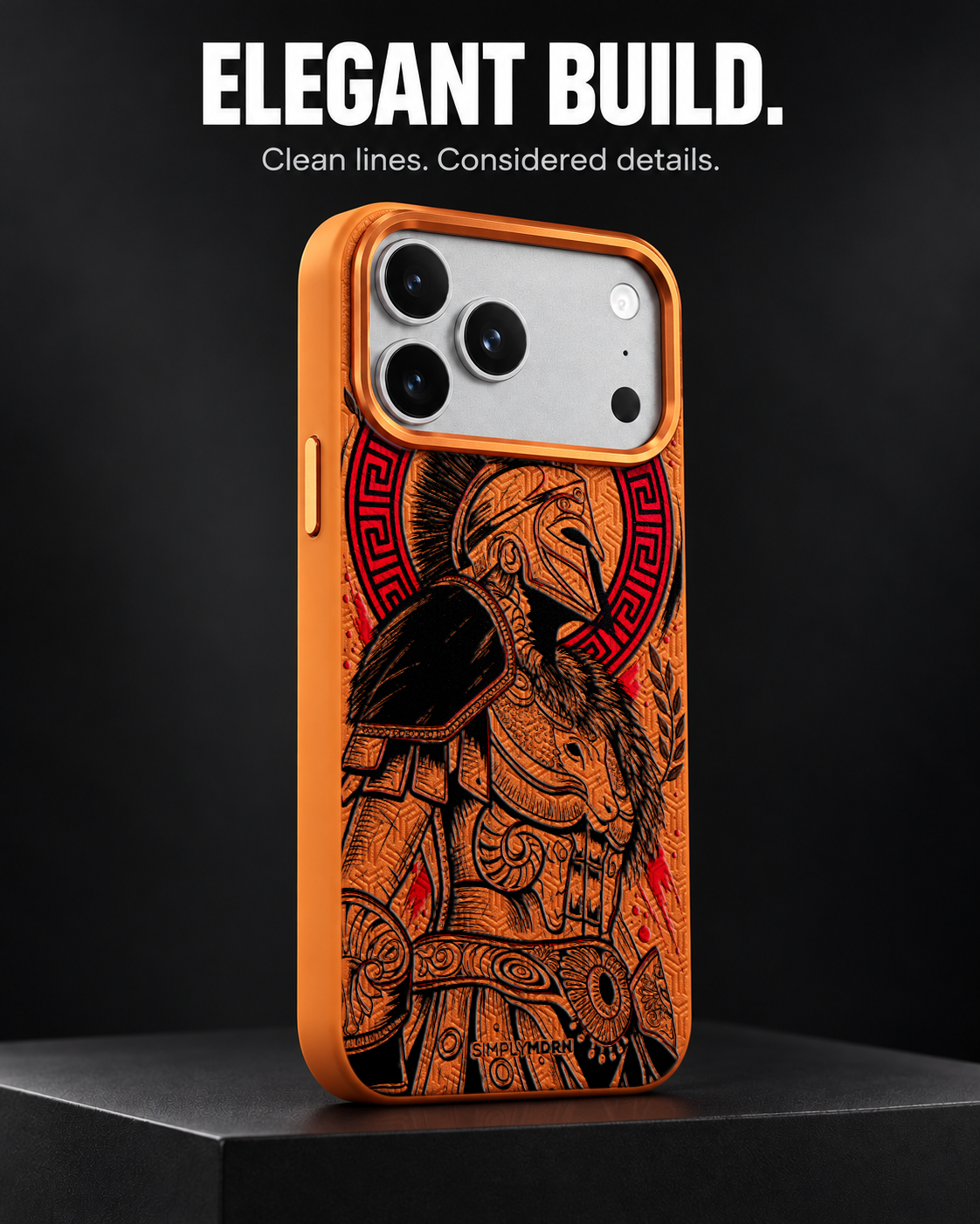 GLADIATOR LeatherX case in Orange, representative iPhone Pro-style template, view 4