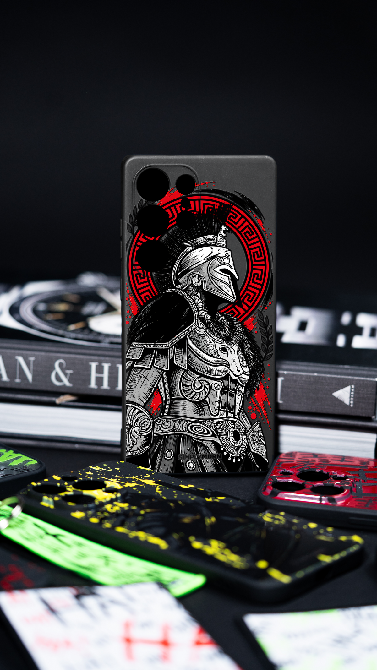 Gladiator black, silver and red warrior artwork on the Black Slim case for Samsung S25 Ultra, view 7