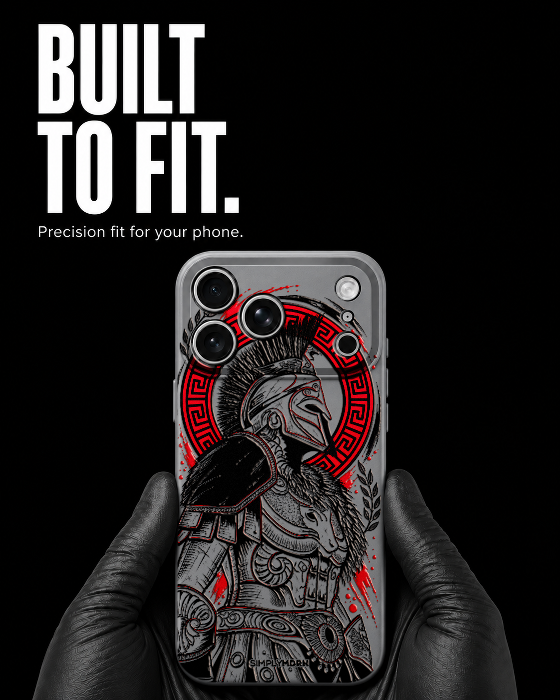 Gladiator black ink and red accents on the Gray Slim case for iPhone 17 Pro Max, view 6