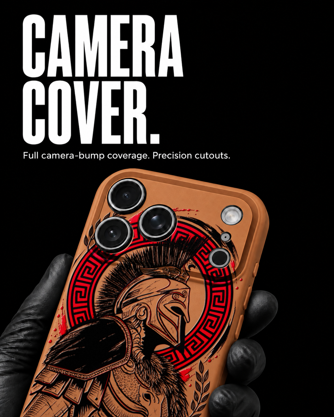 Gladiator black ink and red accents on the Orange Slim case for iPhone 17 Pro Max, view 4