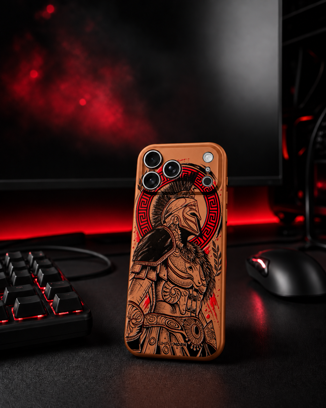 Gladiator black ink and red accents on the Orange Slim case for iPhone 17 Pro Max, view 7