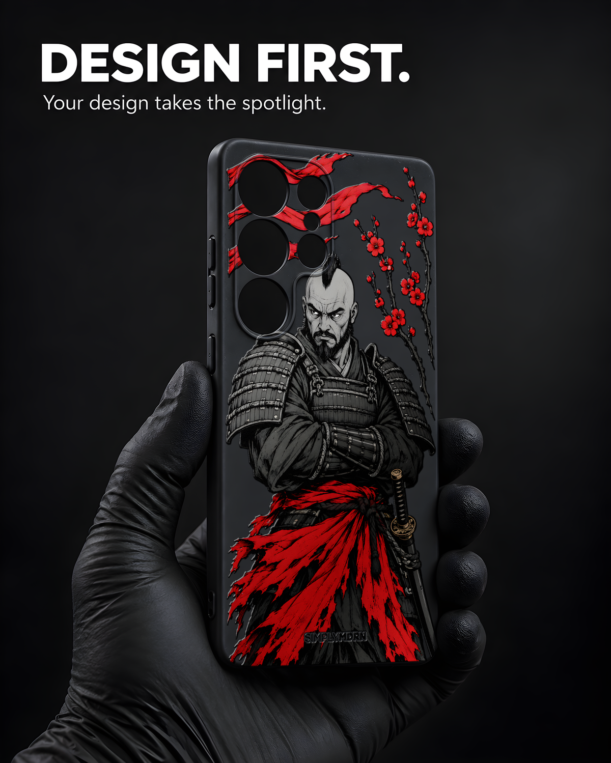 Scarlet Vigil samurai artwork on a Black Slim case for Samsung Galaxy S25 Ultra, view 3
