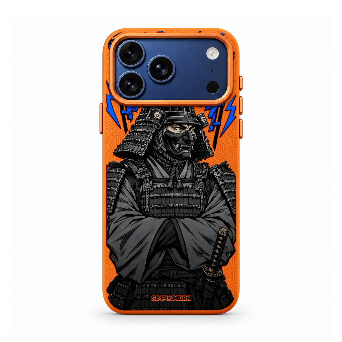 THUNDER CREST LeatherX case in Orange, representative iPhone Pro-style template, view 1
