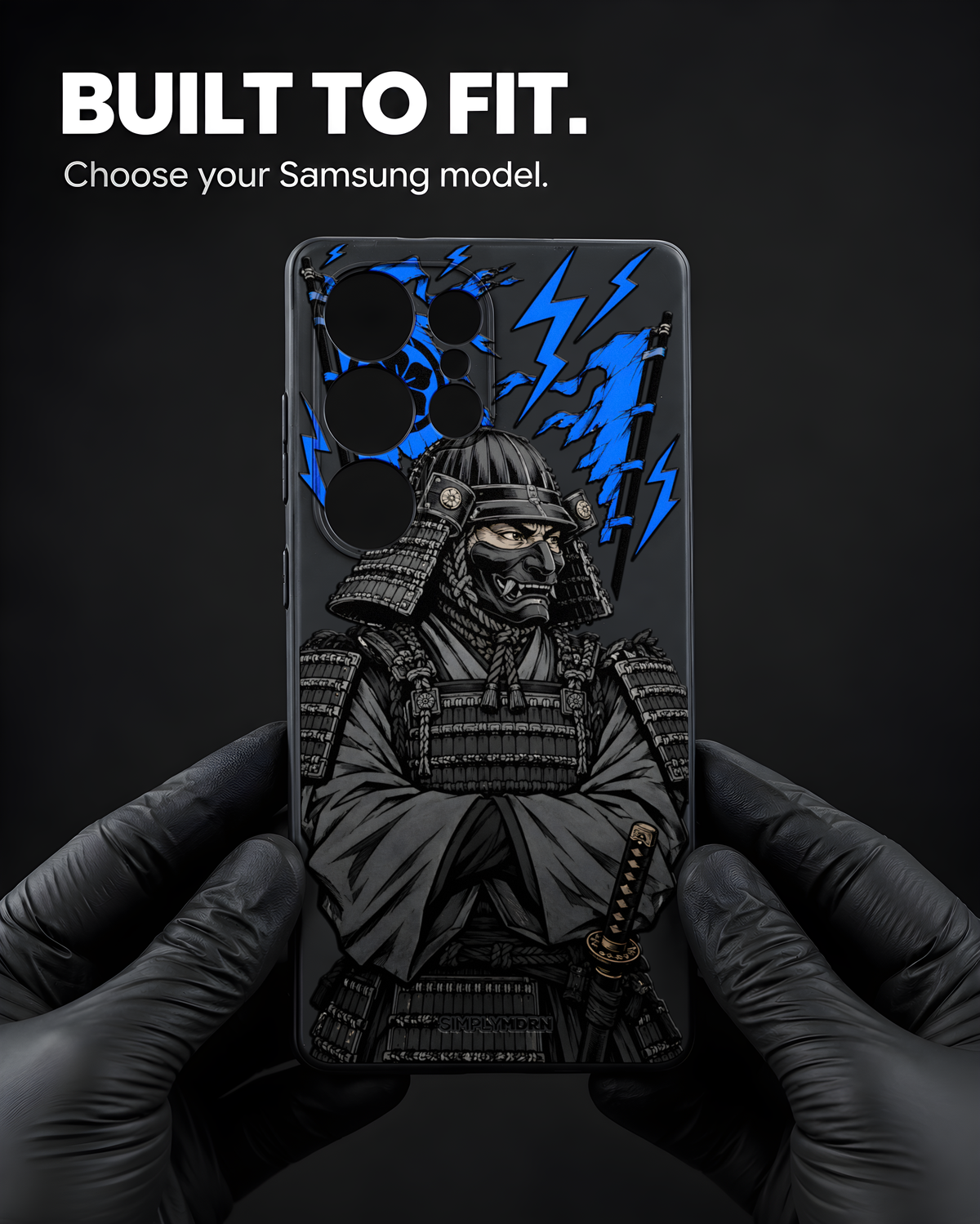 Thunder Crest samurai artwork on a Black Slim case for Samsung Galaxy S25 Ultra, view 6