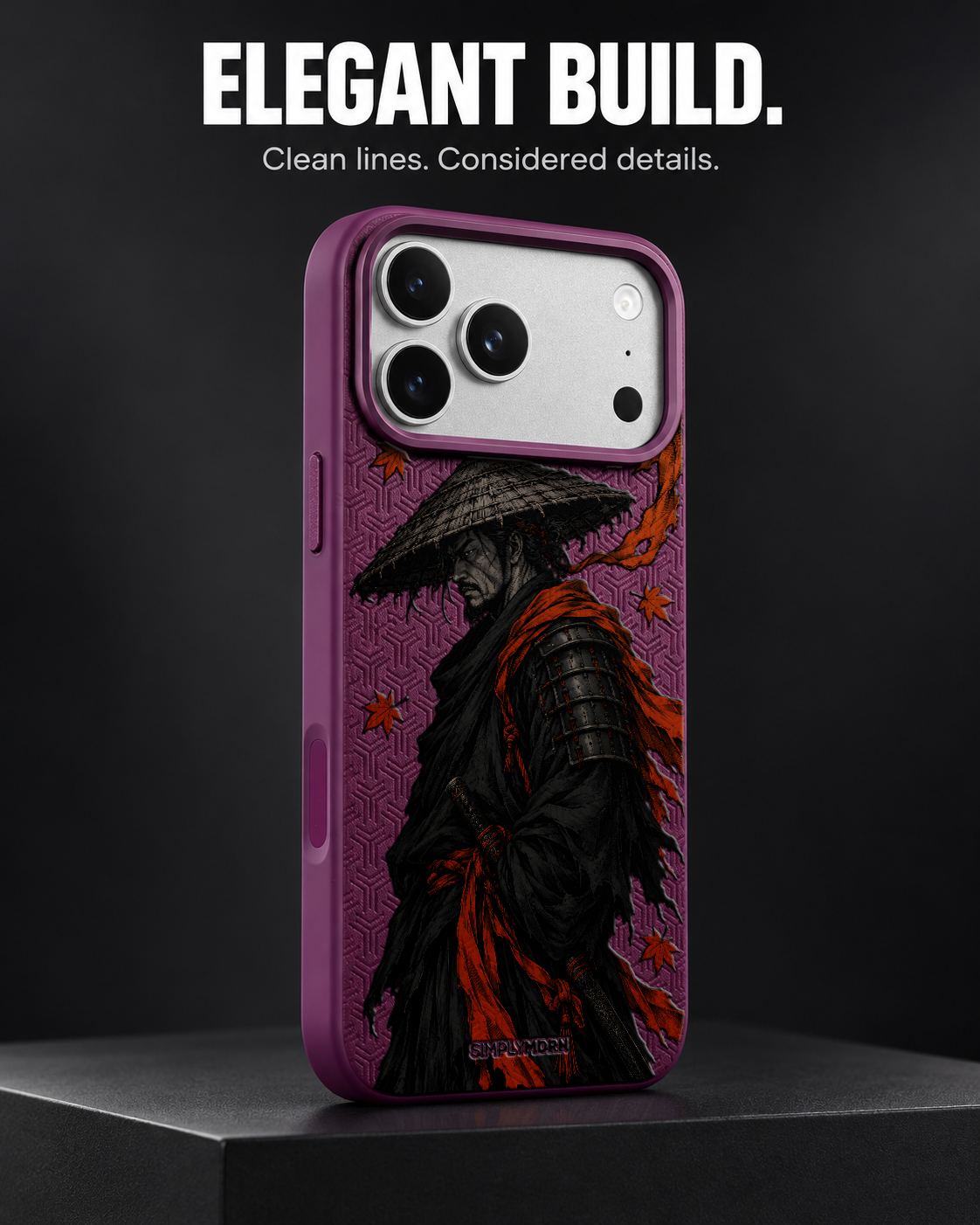 EMBER WAY LeatherX case in Plum, representative iPhone Pro-style template, view 4