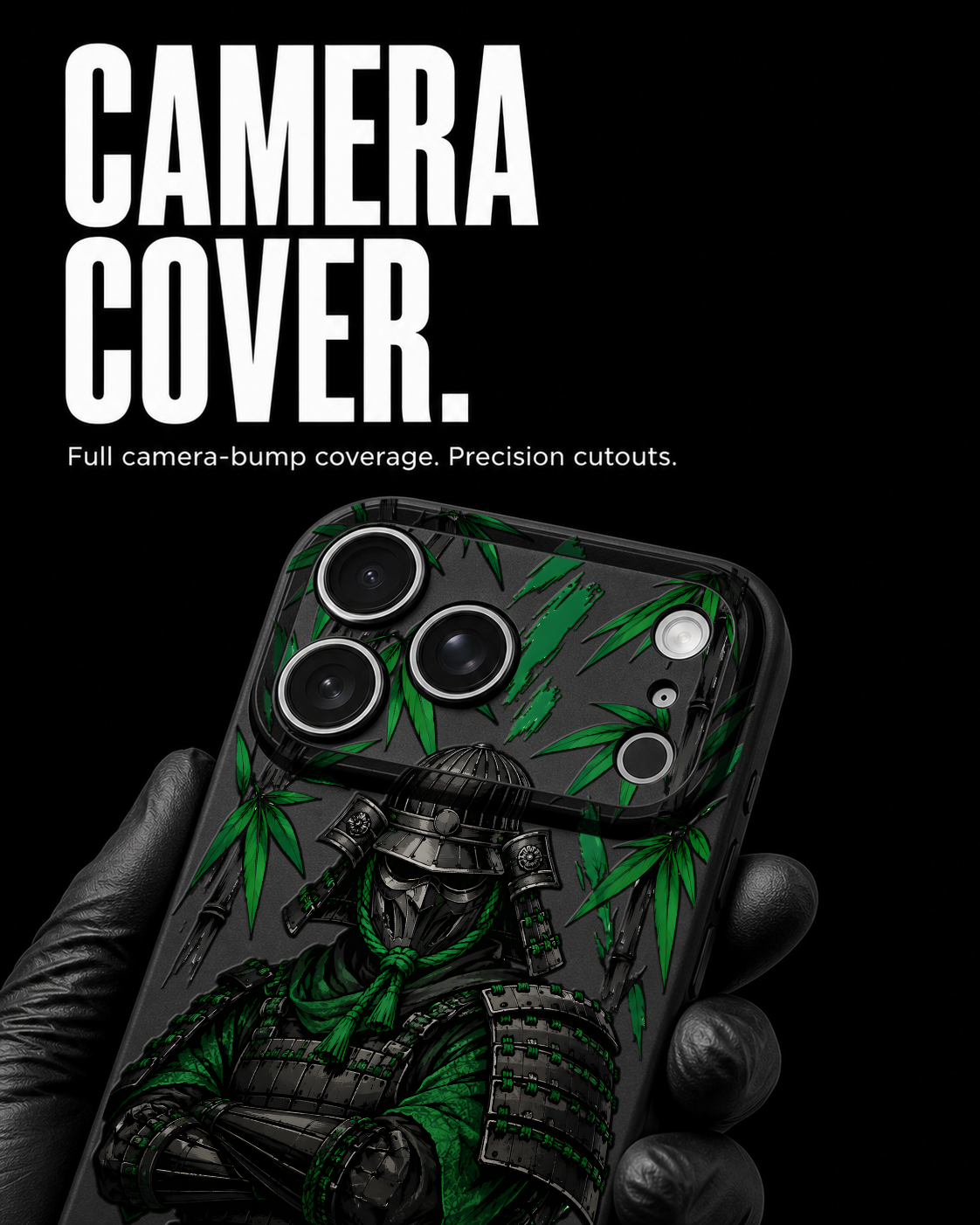 Jade Guard samurai artwork on a Black Slim case for iPhone 17 Pro Max, view 4