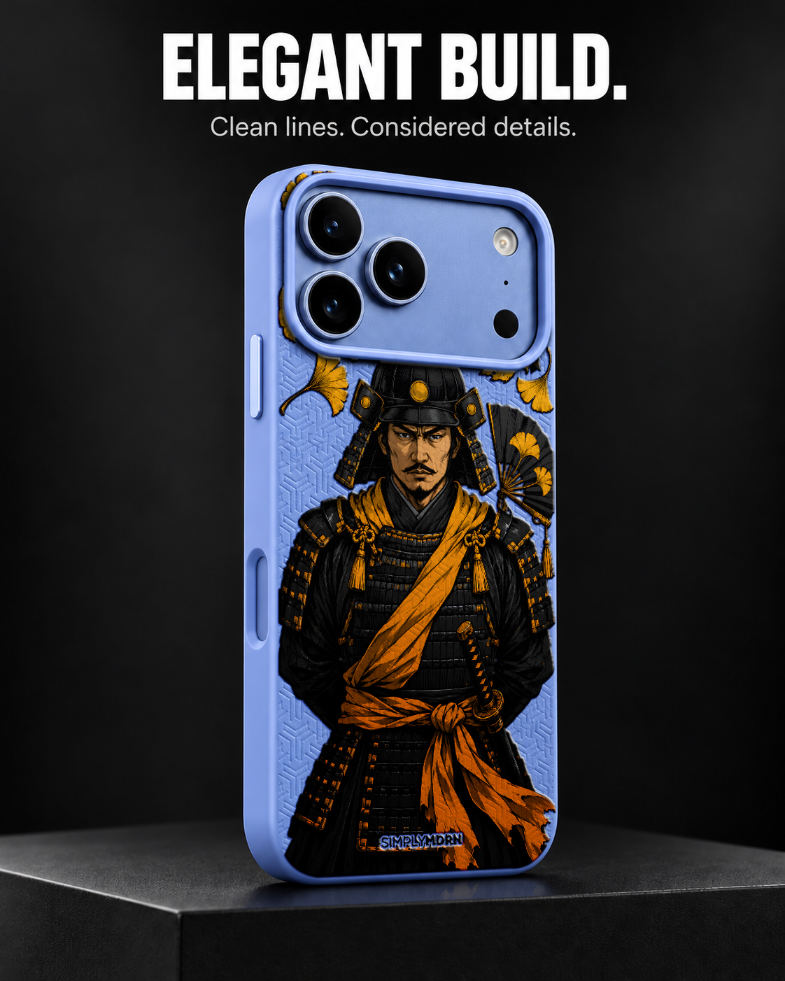 GOLDEN VOW LeatherX case in Periwinkle, representative iPhone Pro-style template, view 4