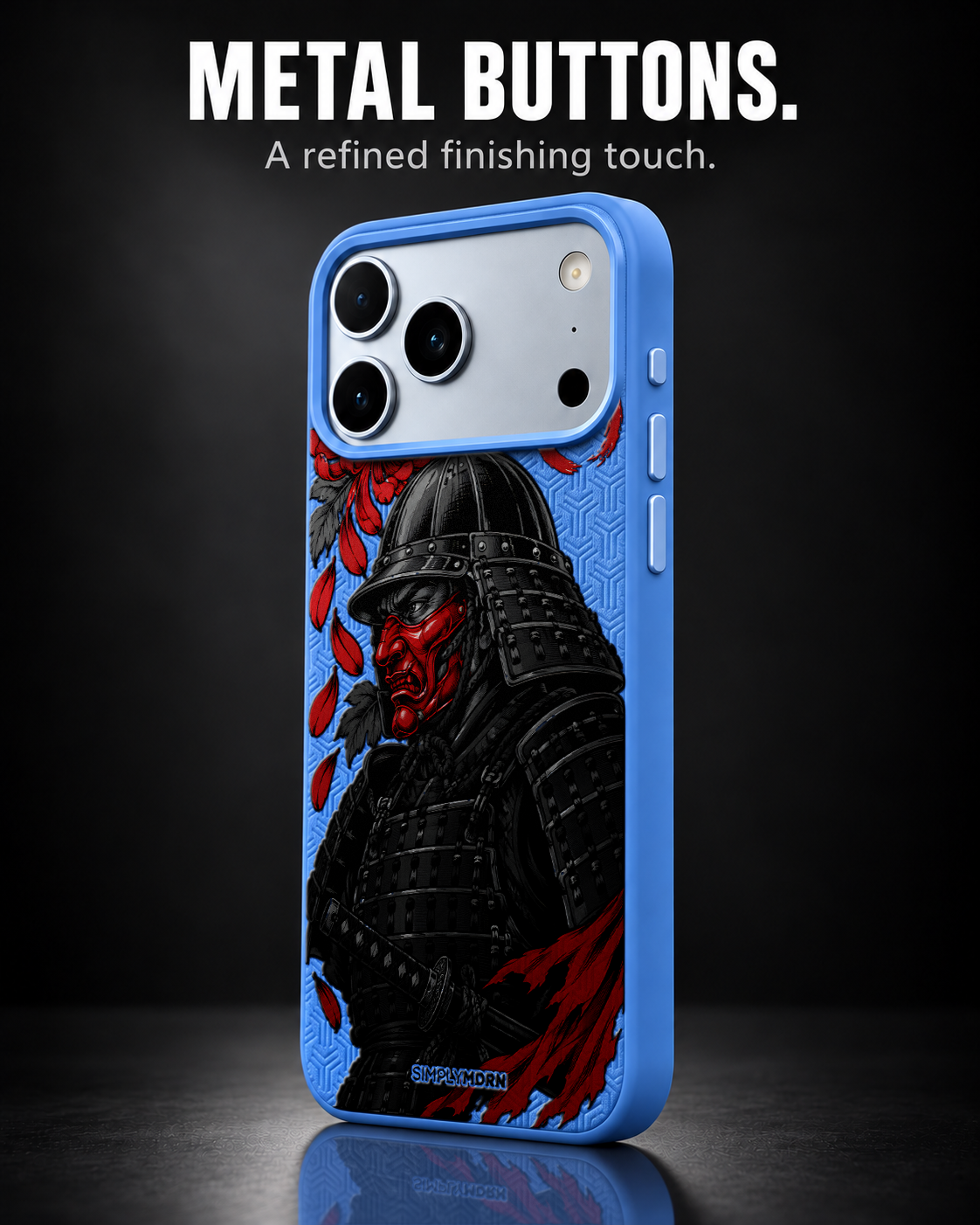 ONI VIGIL LeatherX case in Blue, representative iPhone Pro-style template, view 2
