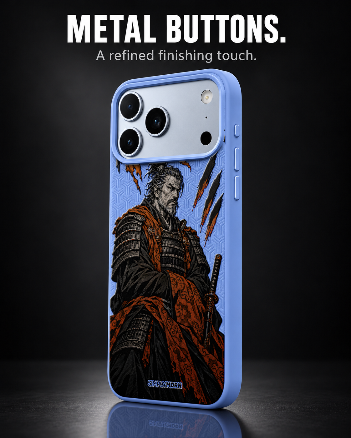 ASHEN WARD LeatherX case in Periwinkle, representative iPhone Pro-style template, view 2