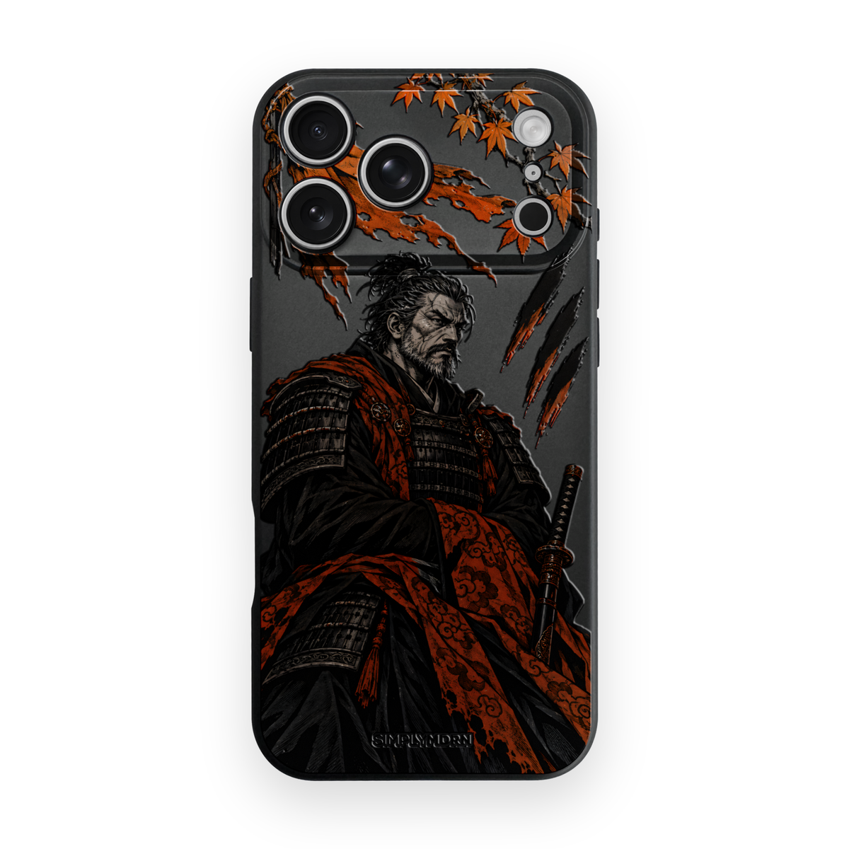 Ashen Ward samurai artwork on a Black Slim case for iPhone 17 Pro, view 1