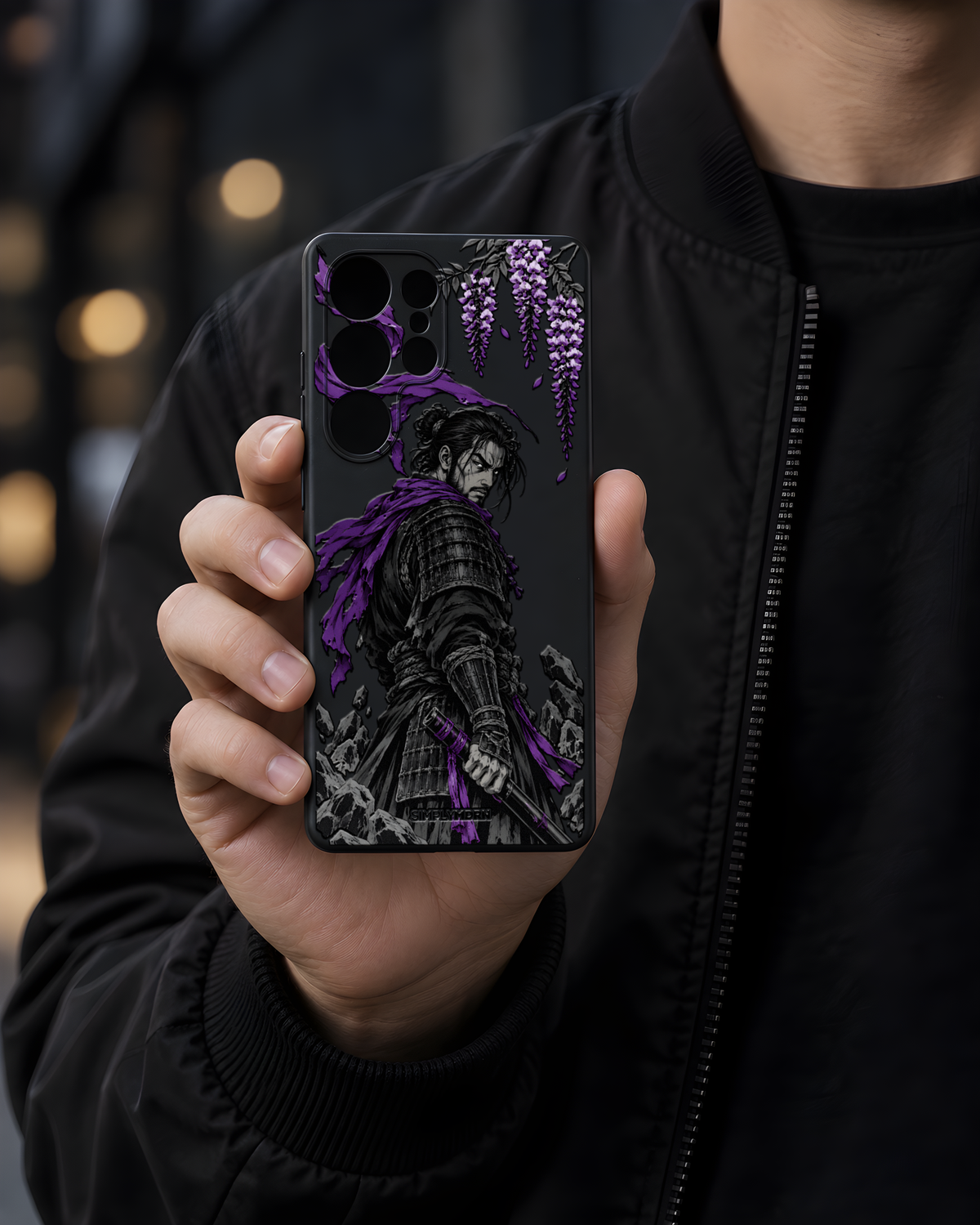 Wisteria Veil artwork on a Black Slim case, Samsung S25 Ultra representative image, view 5