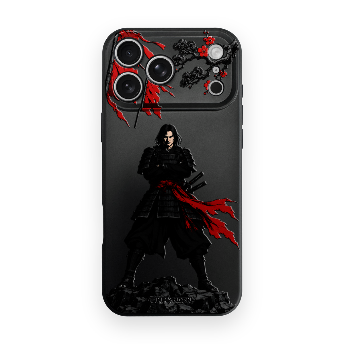 Crimson Still samurai artwork on a Black Slim case for iPhone 17 Pro, view 1