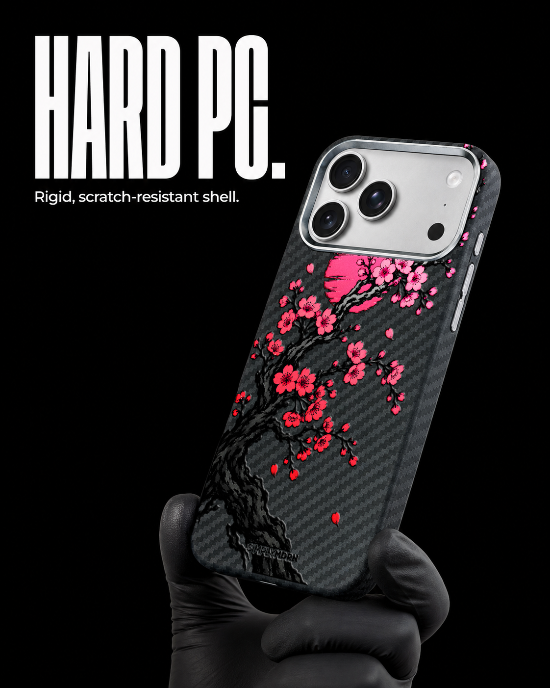 SAKURA SUN: Japanese cherry blossom artwork on the Carbon case for iPhone 17 Pro, view 3
