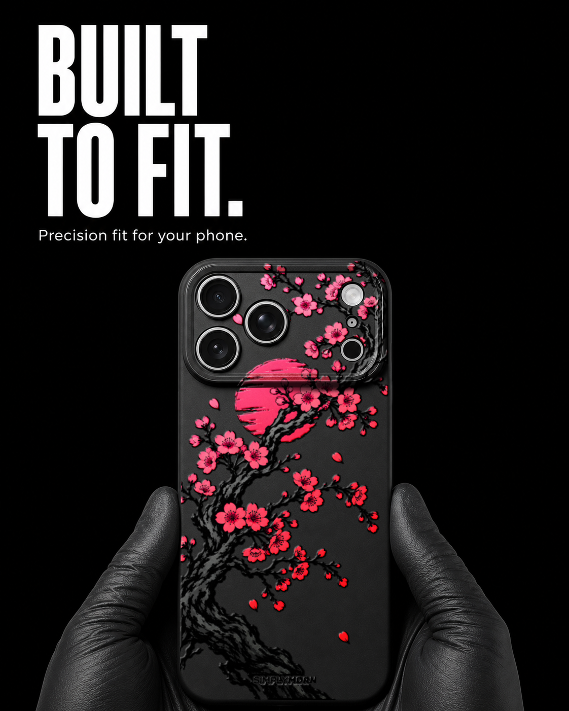 SAKURA SUN: Japanese cherry blossom artwork on the black Slim case for iPhone 17 Pro Max, view 6