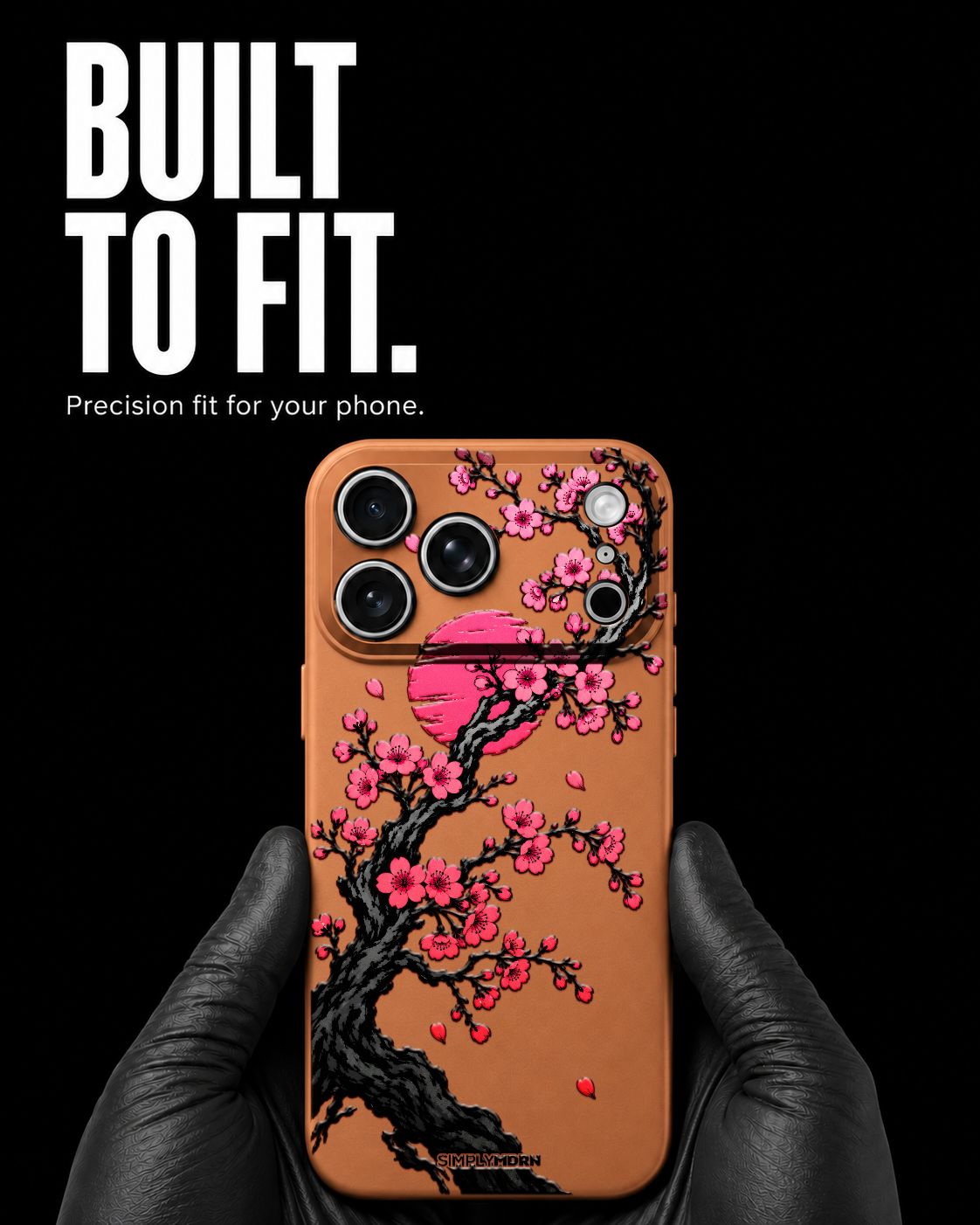 SAKURA SUN: Japanese cherry blossom artwork on the orange Slim case for iPhone 17 Pro Max, view 6