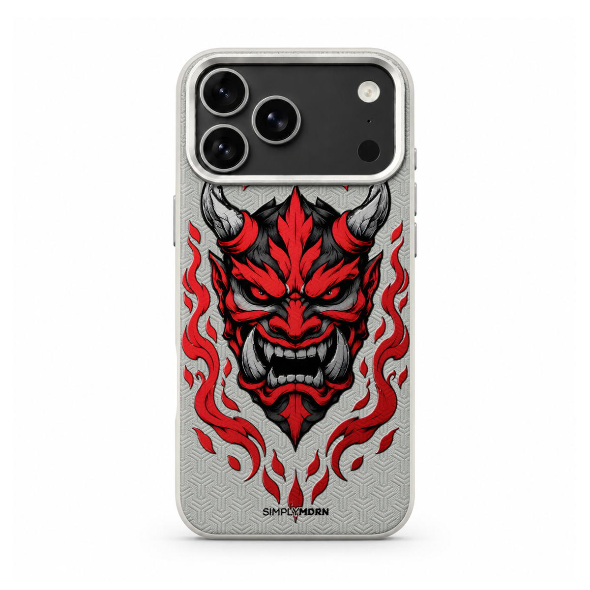 CINDER MAW LeatherX case in Light Gray, representative iPhone Pro-style template, view 1