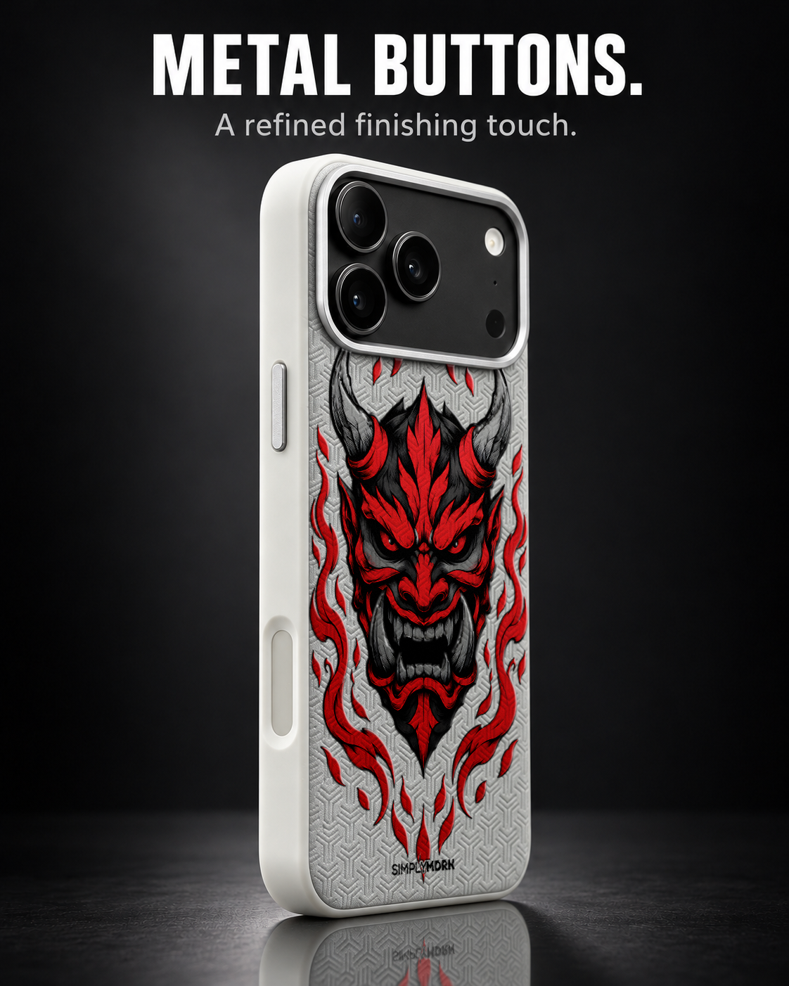CINDER MAW LeatherX case in Light Gray, representative iPhone Pro-style template, view 2