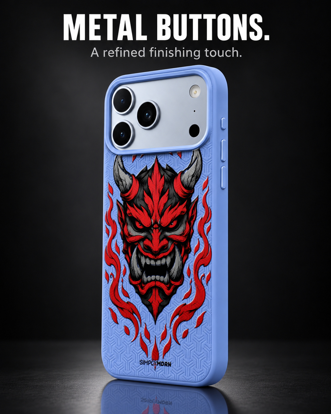 CINDER MAW LeatherX case in Periwinkle, representative iPhone Pro-style template, view 2