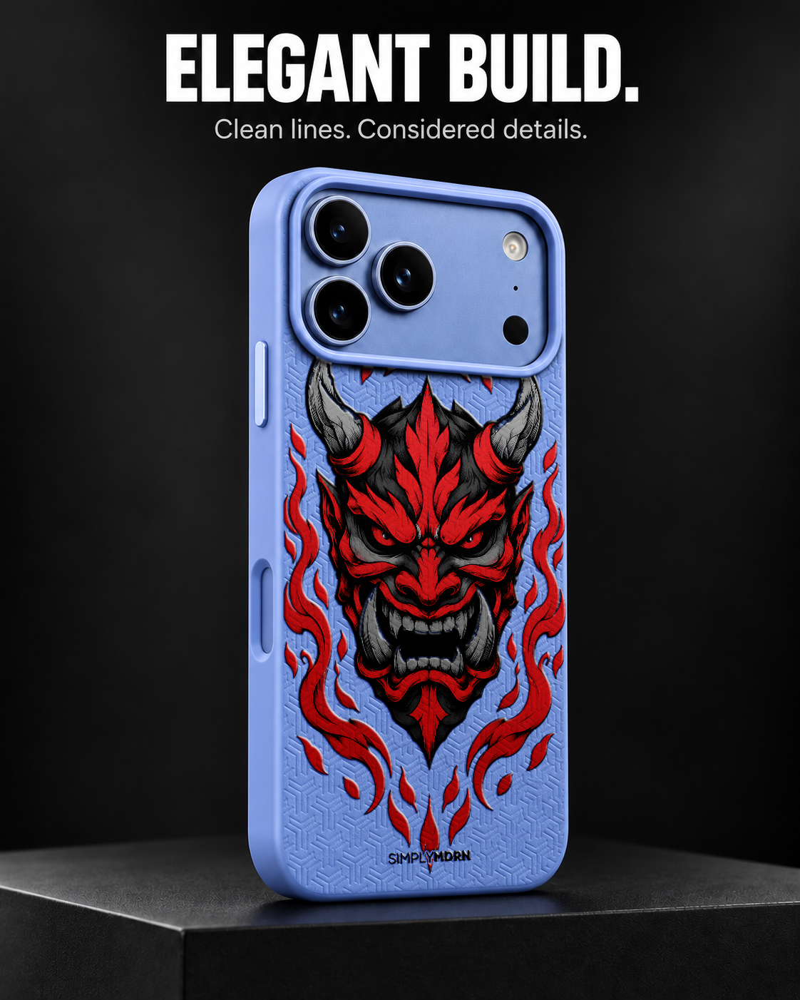 CINDER MAW LeatherX case in Periwinkle, representative iPhone Pro-style template, view 4