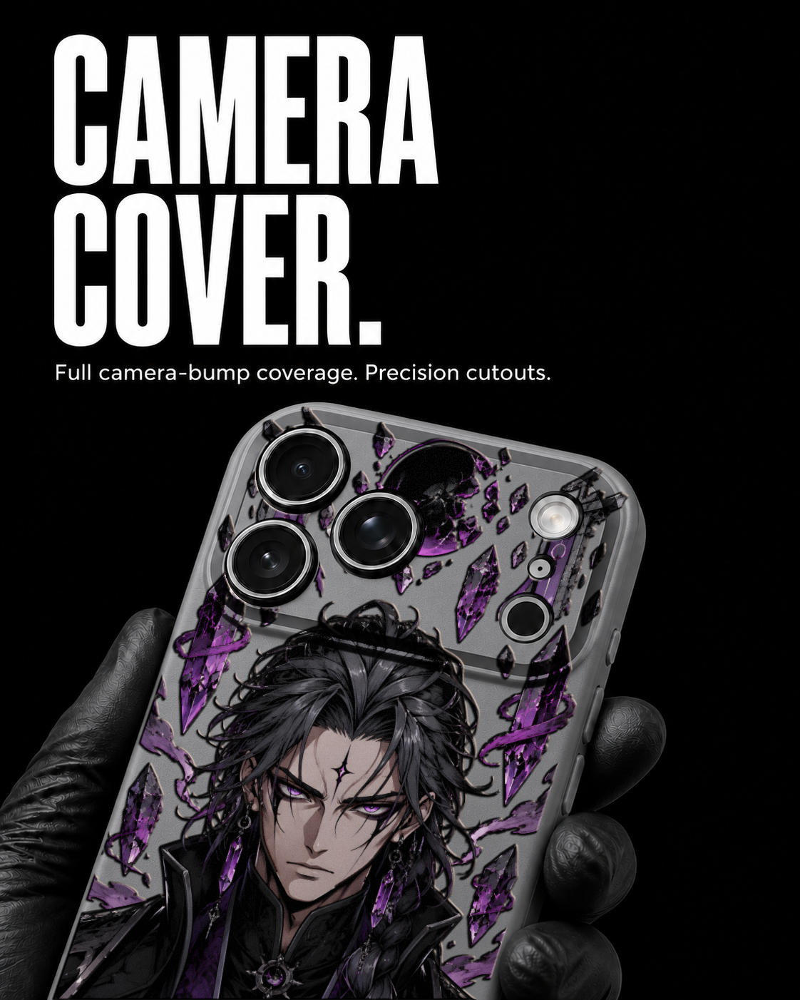 VOID SOVEREIGN original anime-inspired artwork on Slim S2 Gray case, pictured on iPhone 17 Pro Max - view 4