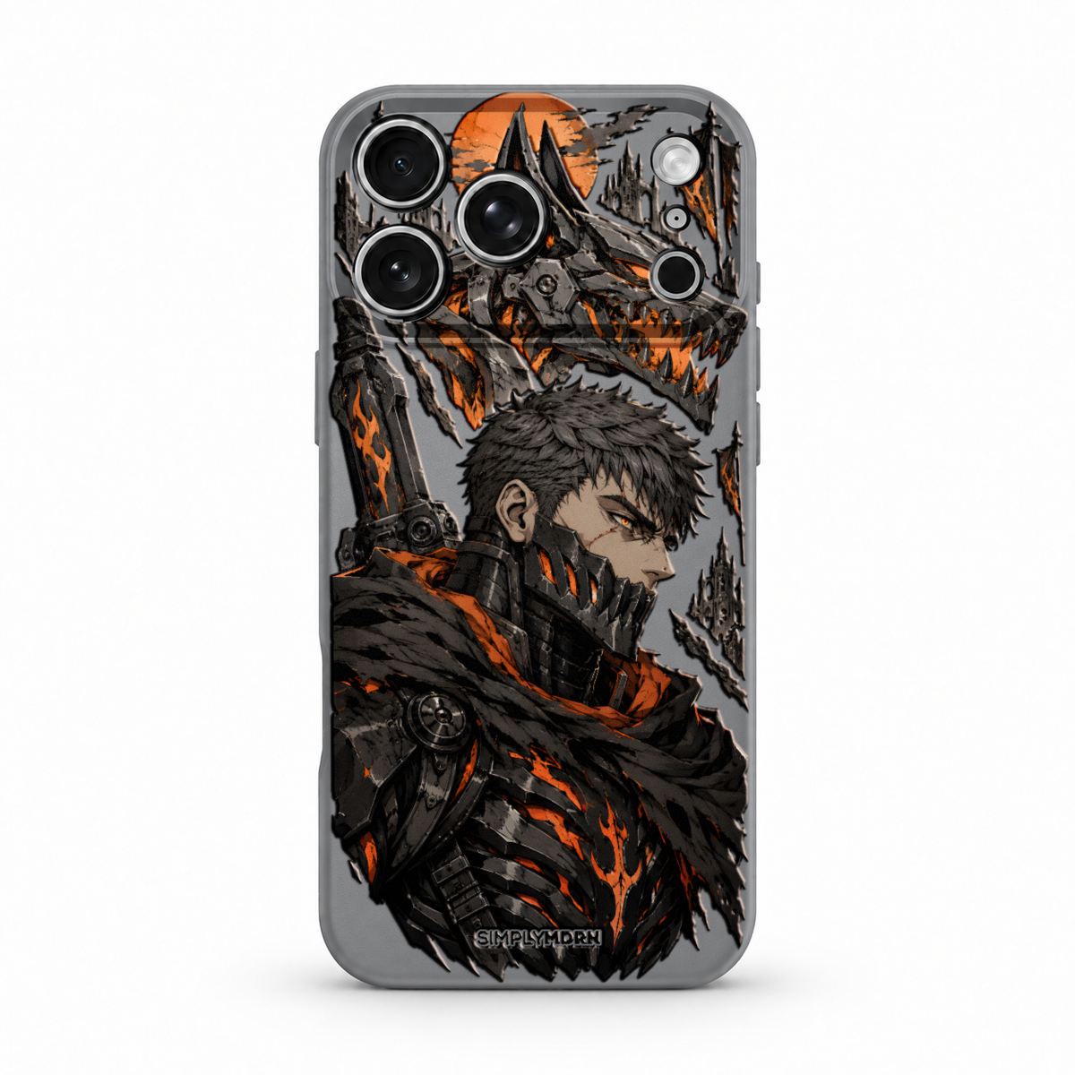 INFERNAL HOUND original anime-inspired artwork on Slim S2 Gray case, pictured on iPhone 17 Pro Max - view 1