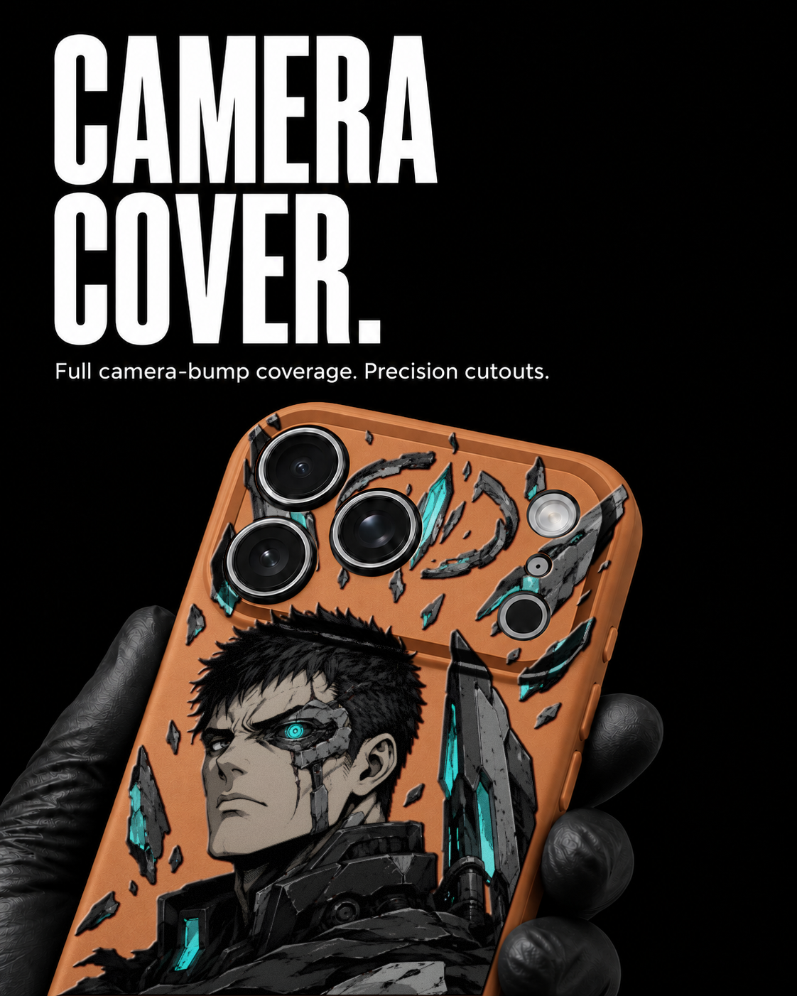 ARC REACTOR original anime-inspired artwork on Slim S2 Orange case, pictured on iPhone 17 Pro Max - view 4