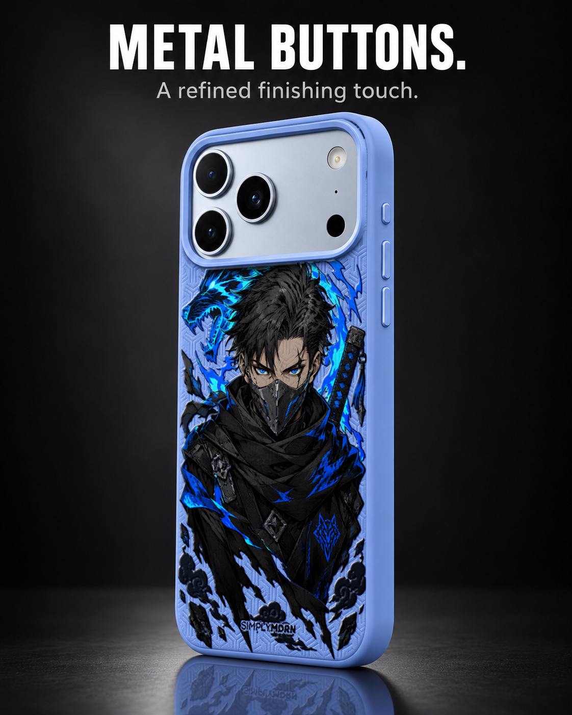 STORM FANG LeatherX case in Periwinkle, representative iPhone Pro-style template, view 2
