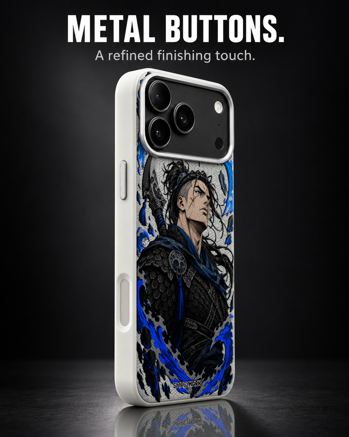 TIDAL RONIN LeatherX case in Light Gray, representative iPhone Pro-style template, view 2