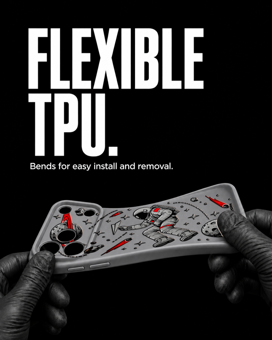 Orbit Fold artwork on a Gray Slim case (Slim [S2]), shown on iPhone 17 Pro Max, view 3