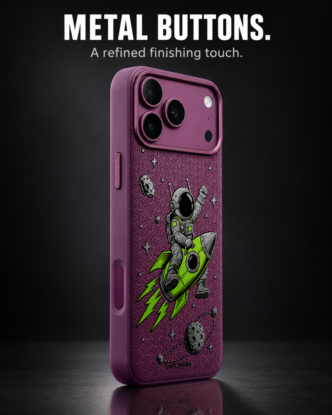 ION RUSH LeatherX case in Plum, representative iPhone Pro-style template, view 2
