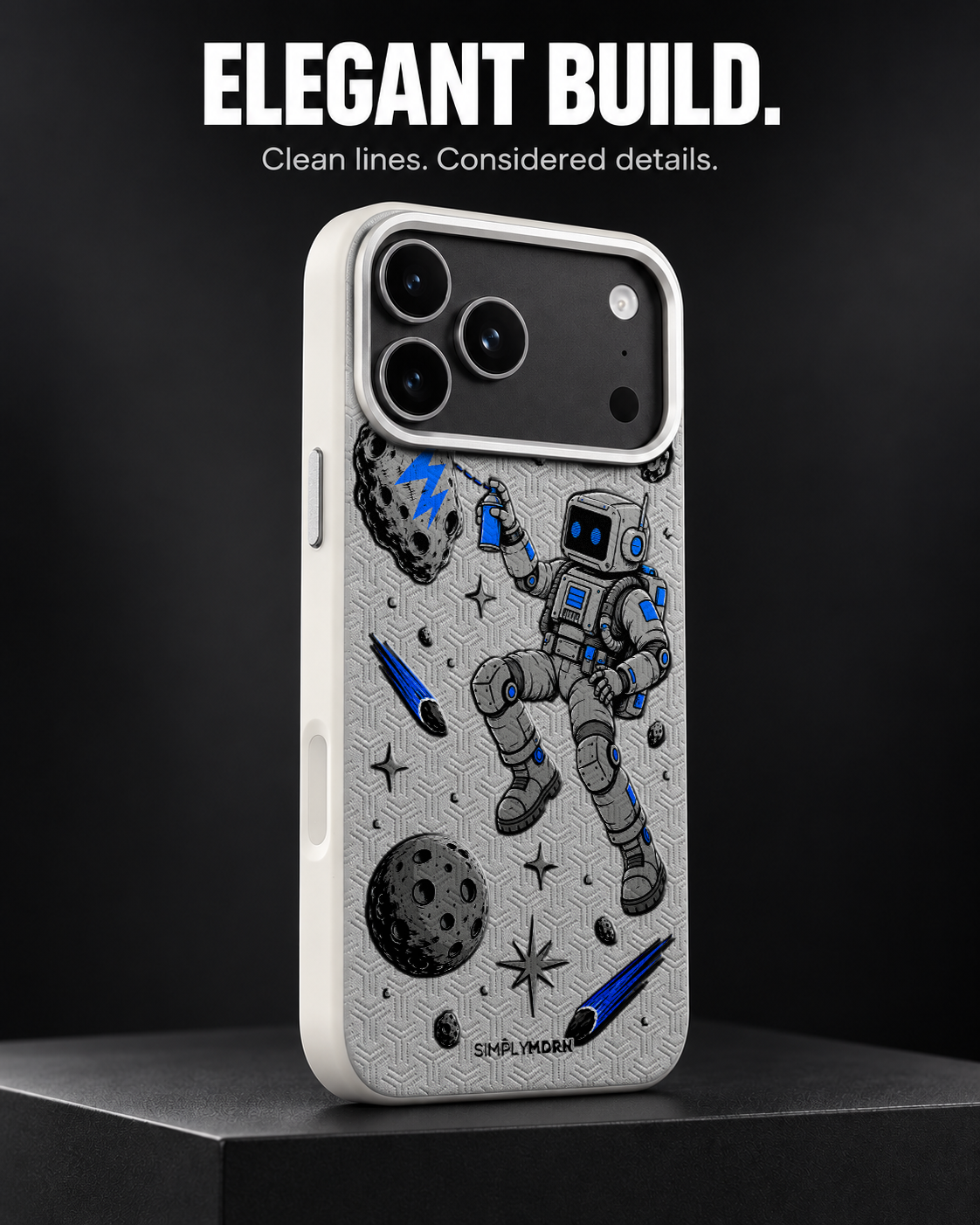 COSMIC TAG LeatherX case in Light Gray, representative iPhone Pro-style template, view 4