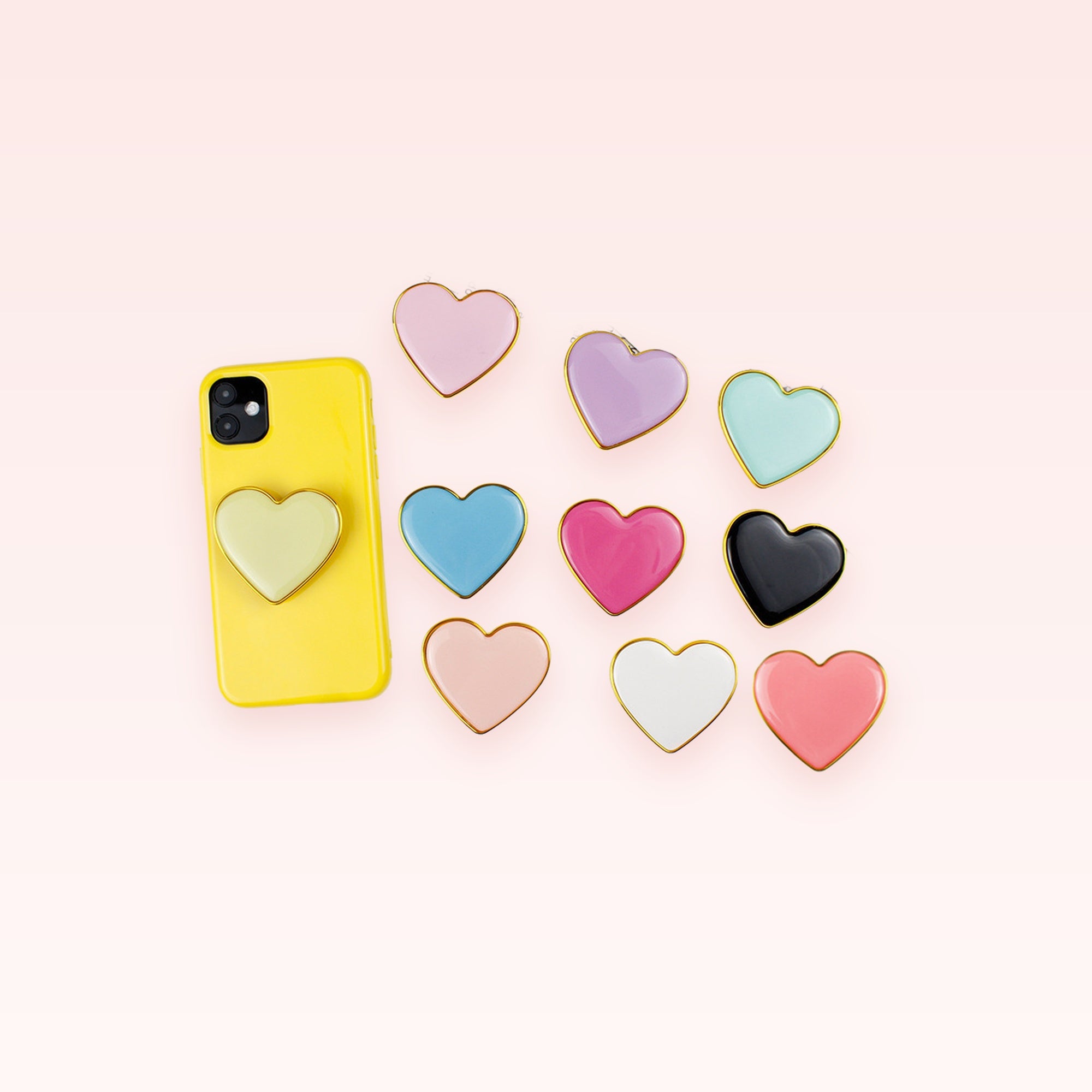 Heart Enamel Phone Grip | Gold Edge Collapsible Stand