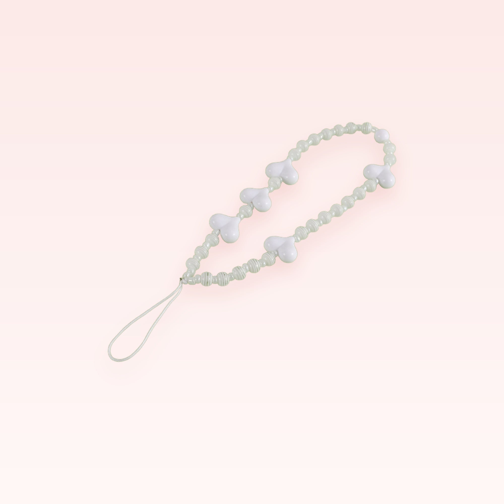Cute Heart Bead Phone Charm Strap | Kawaii Wrist Lanyard