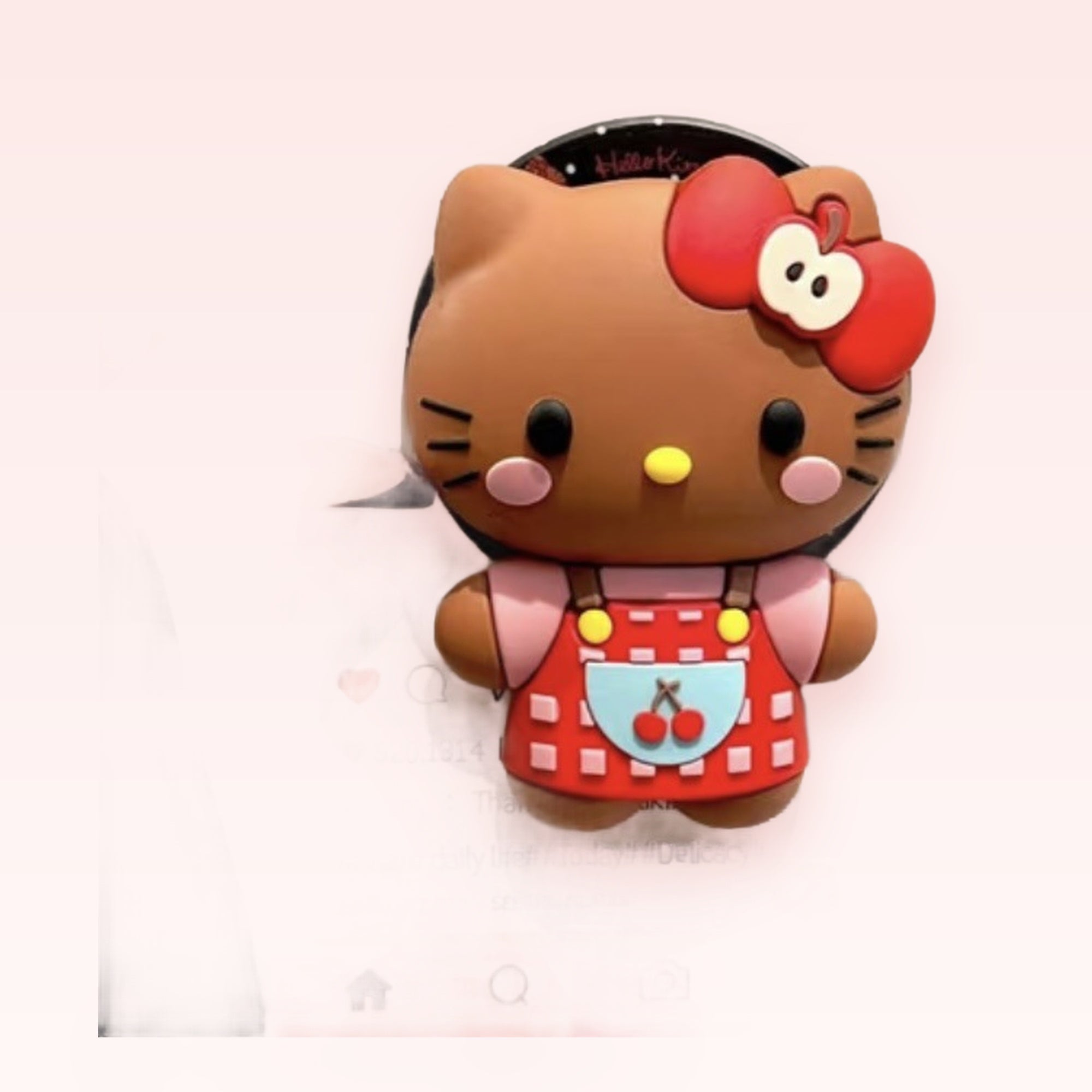 Cute Brown Hello Kitty Phone Grip | Kawaii Apple Bow Pop Socket Stand