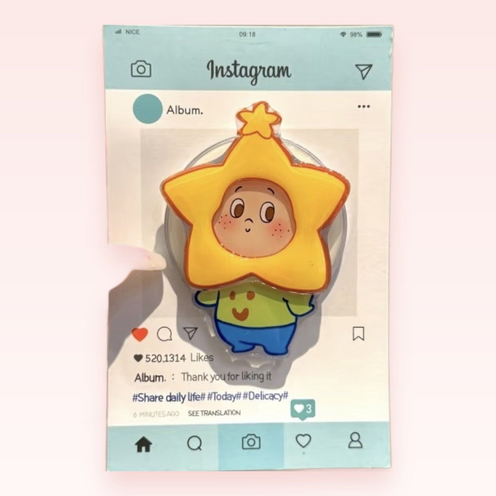 Cute Star Character Phone Grip | Kawaii Yellow Star Pop Socket Stand