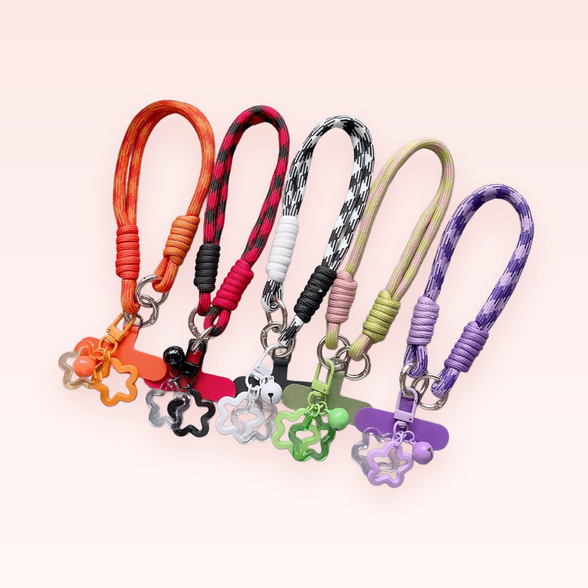 Colorful Braided Rope Phone Charm Strap | Aesthetic Star & Bell Wrist Lanyard