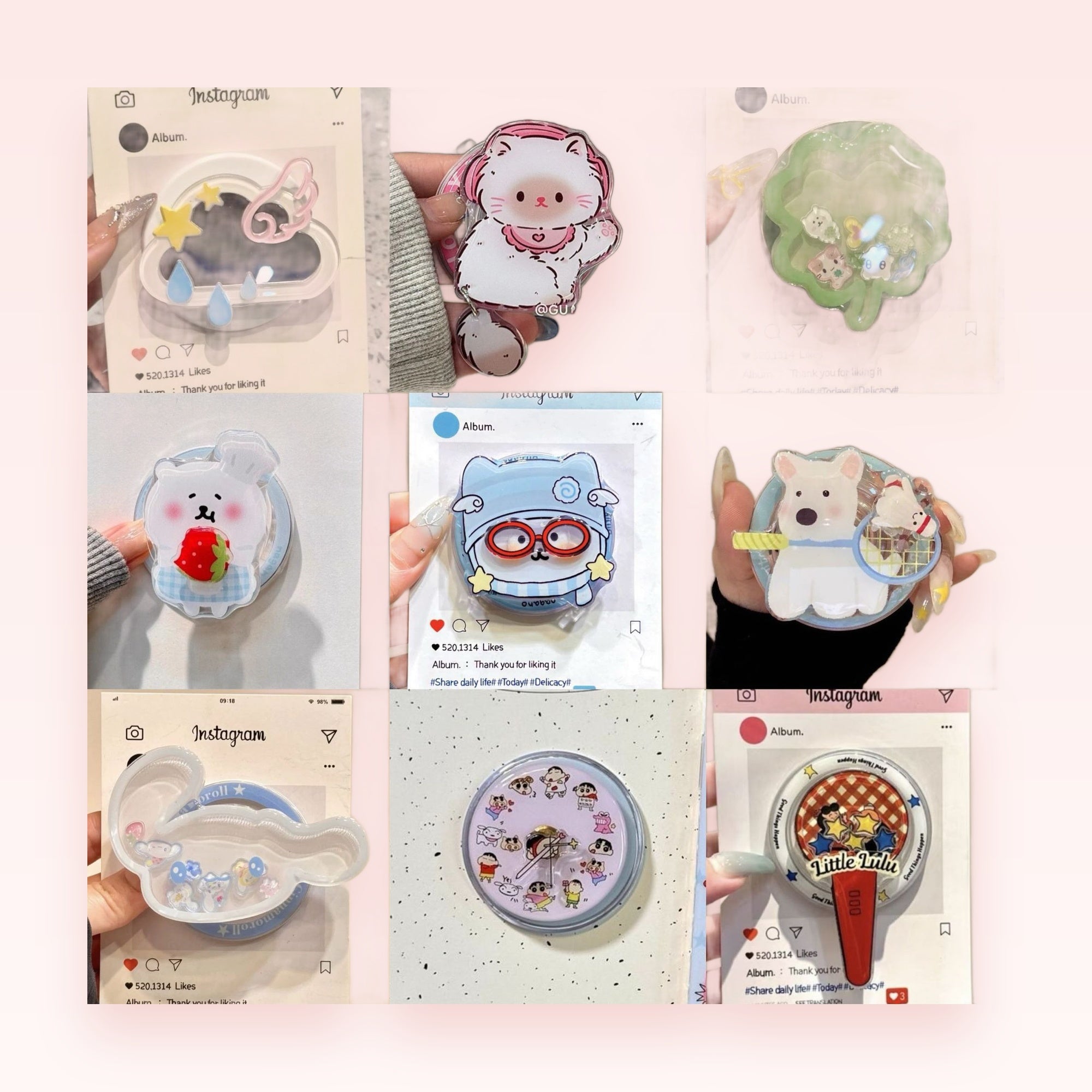 Kawaii Cloud & Raindrop Phone Grip | Aesthetic Sky Pop Socket Stand