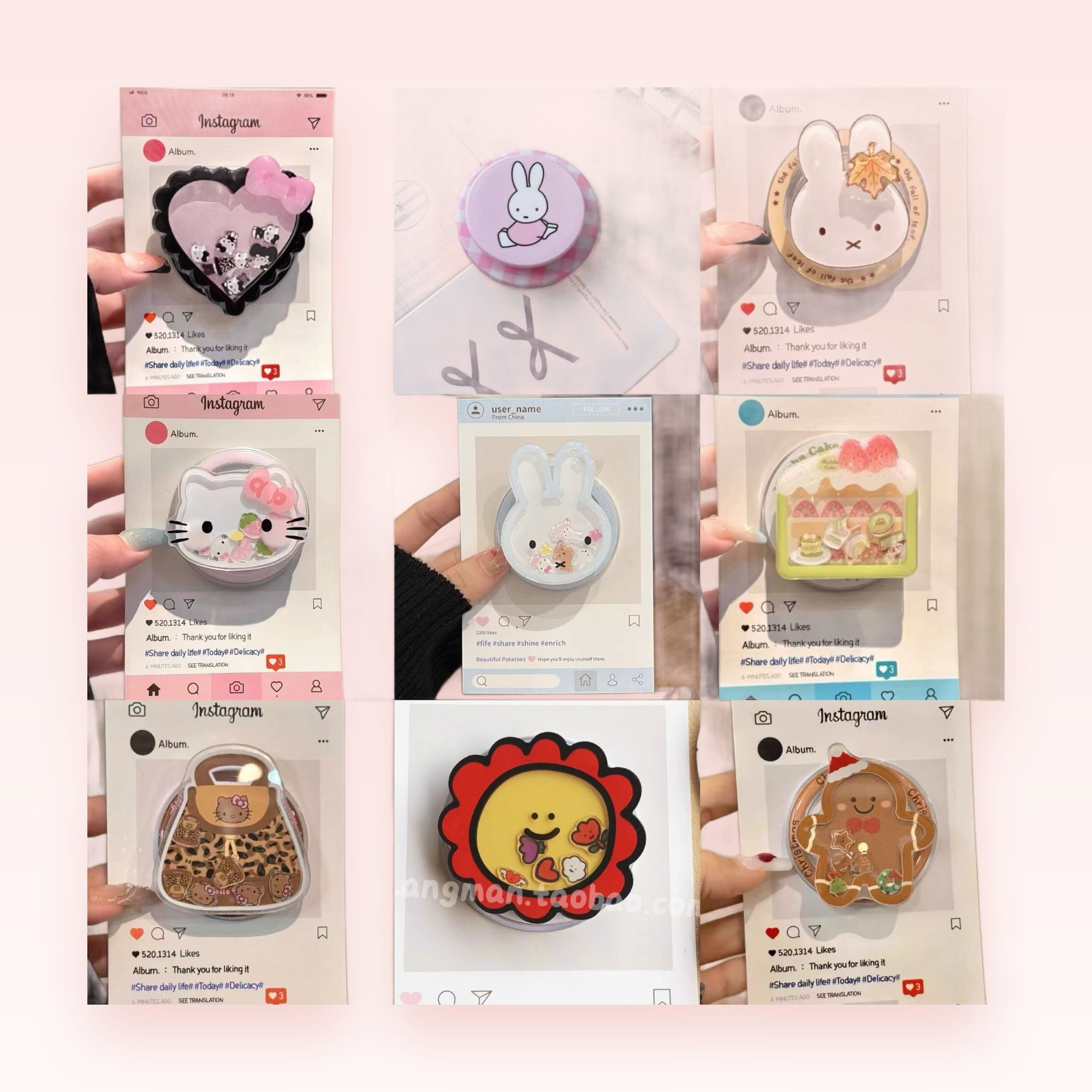 Kawaii Assorted Character Shaker Phone Grip | Cute Pop Socket Stand