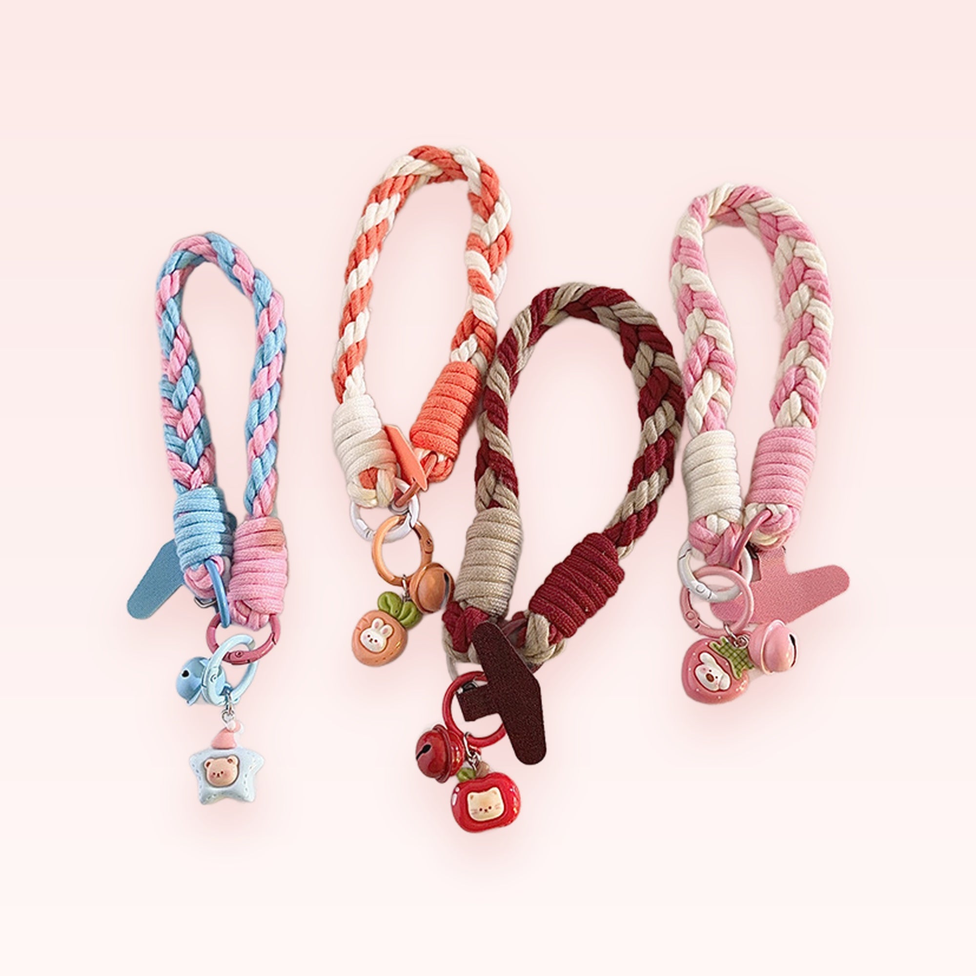 Kawaii Braided Rope Phone Charm Wristlet | Cute Animal & Fruit Charm Lanyard