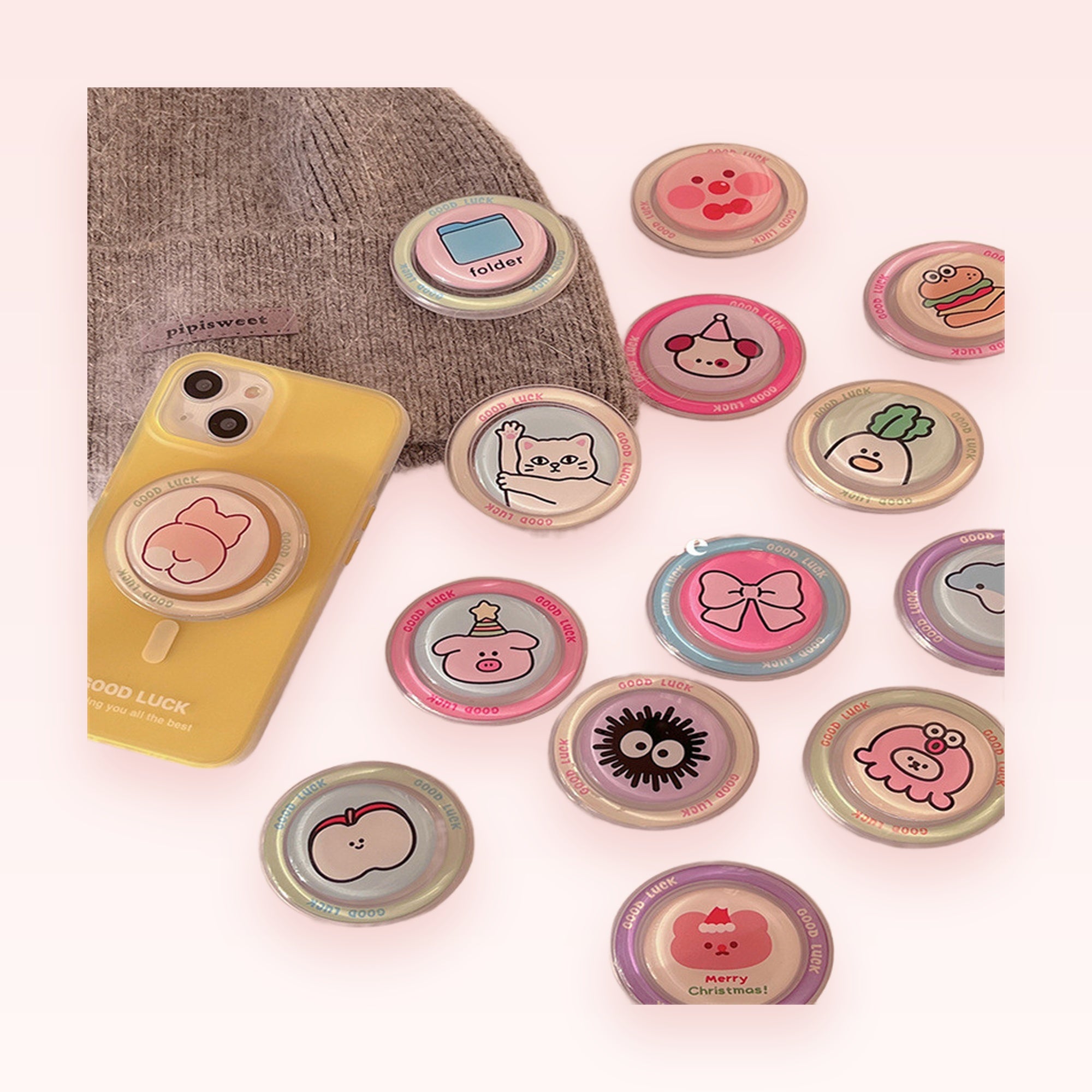 Assorted Kawaii Character Phone Grips | Pastel Pop Socket Stand for iPhone