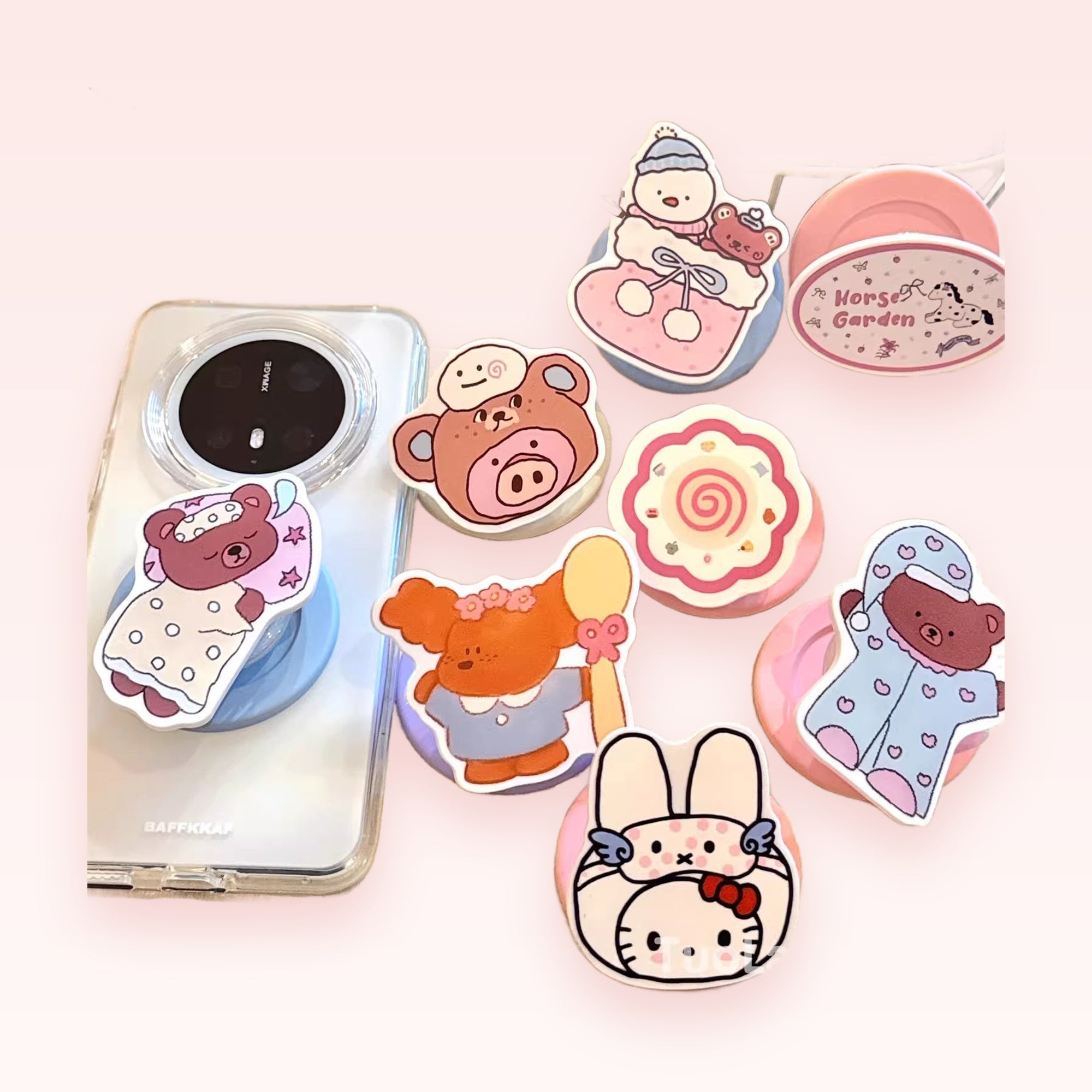 Kawaii Cartoon Animal Phone Grip | Cute Bear & Bunny Pop Socket Stand
