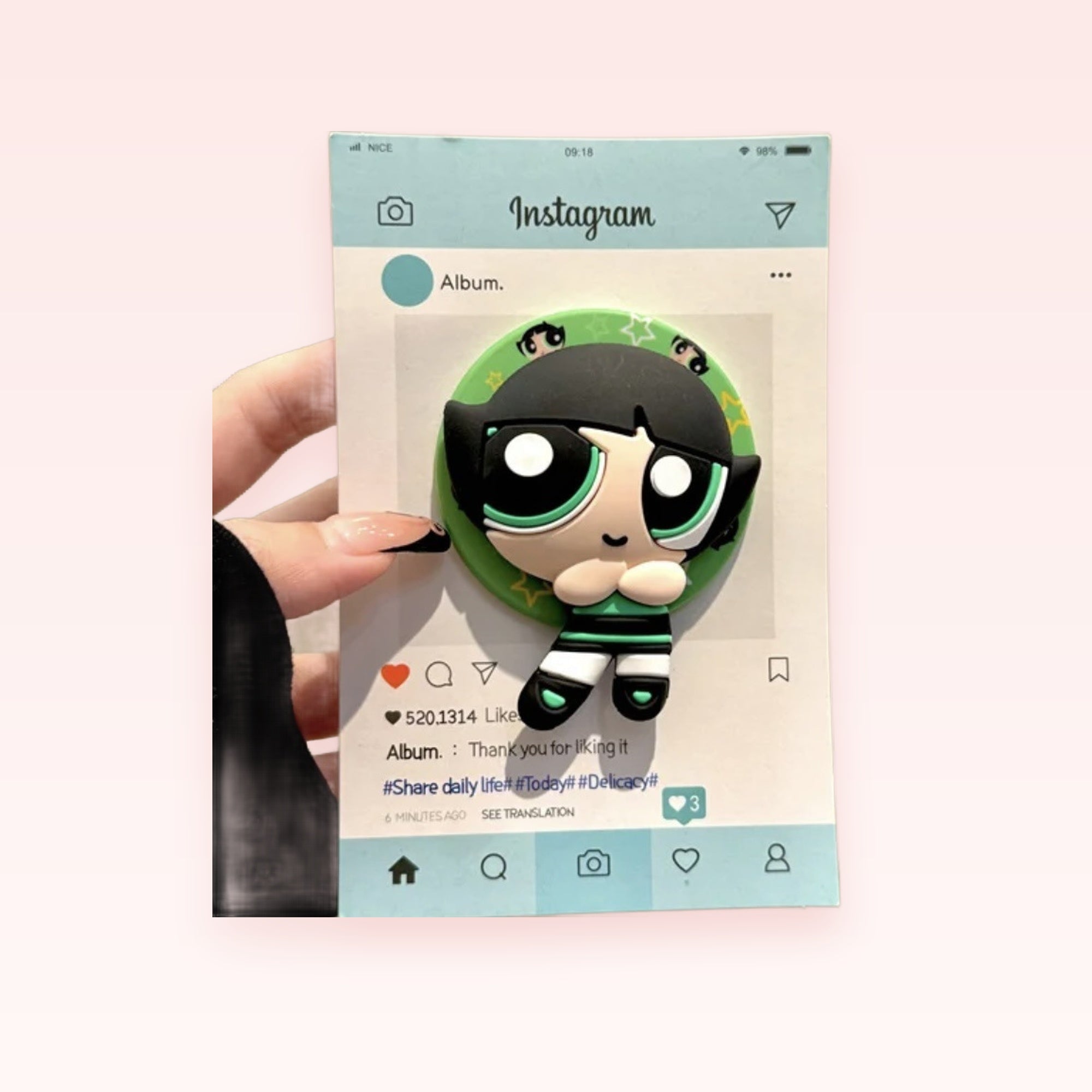 Cute Buttercup Powerpuff Girls Phone Grip | Kawaii Cartoon Pop Socket Stand